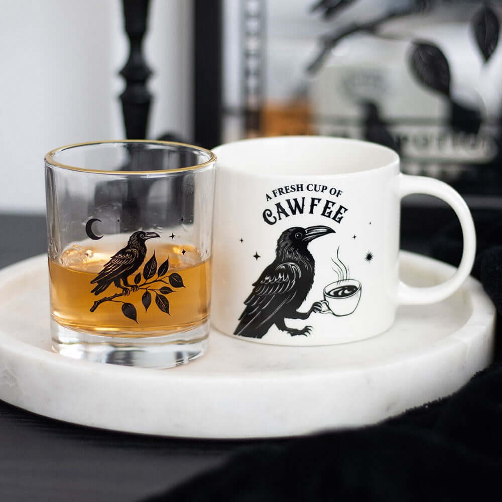 Kate's Clothing Mystic Raven Gothic Drinking Glass - 350ml Celestial Cup