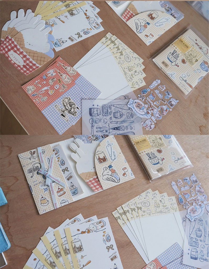A Gator Life Cream Bunny Journaling Material Pack - 20pc Stationery Kit