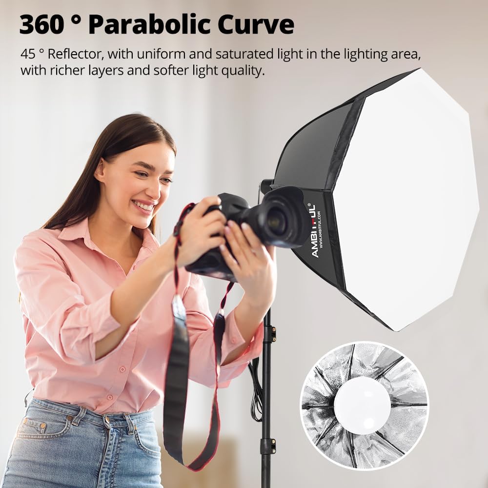 AMBITFUL AL-50 50W Bi-Color LED Softbox Studio Photography Lighting Kit