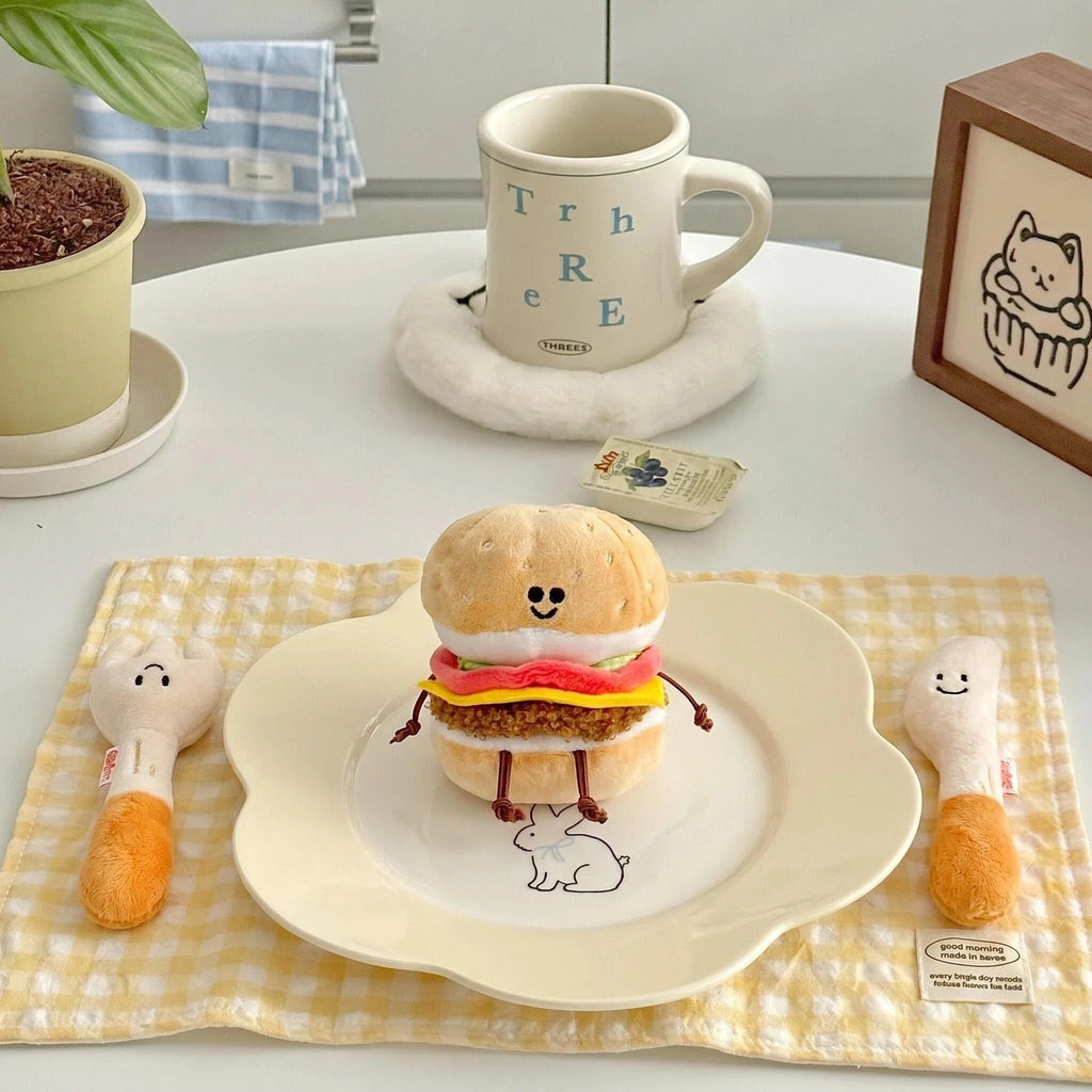 LuLuFun Studio Plush Burger Keychain – Soft Kawaii Bag Charm Toy