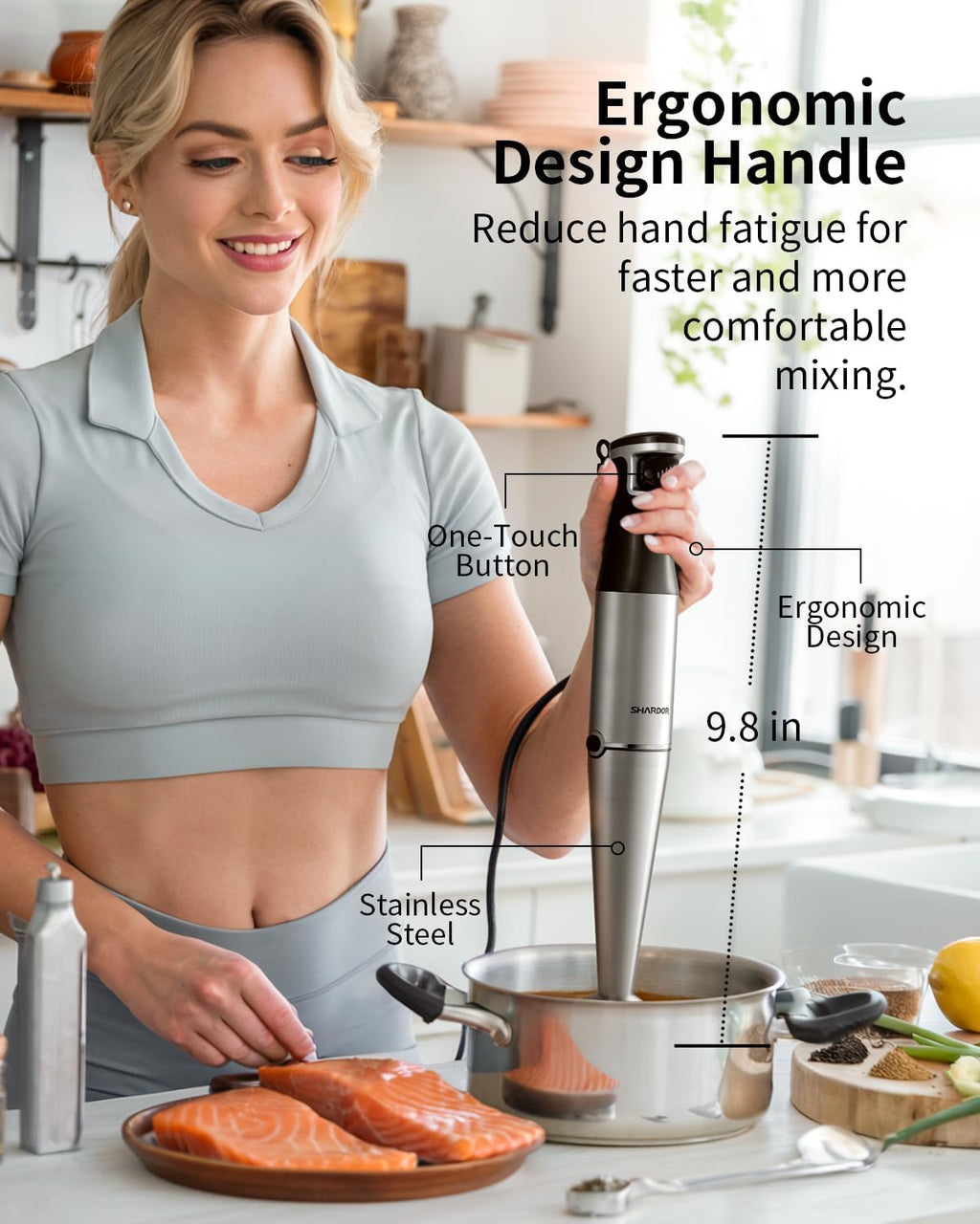 SHARDOR 5-in-1 Hand Blender | 1100W Immersion Stick Mixer with 20 Speeds