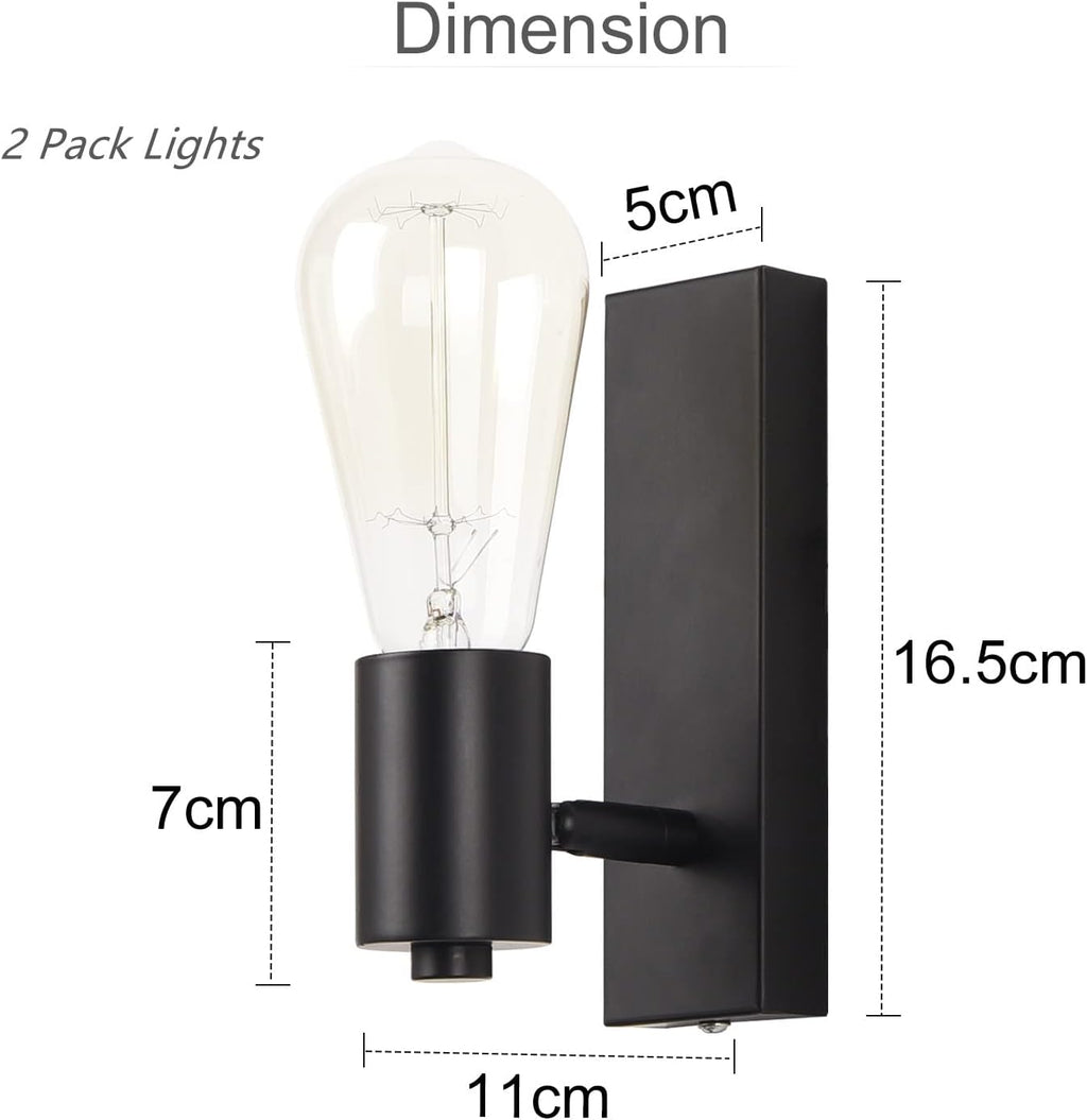 Massive Discounts Industrial Wall Sconce | Rotatable E27 Black 2-Pack