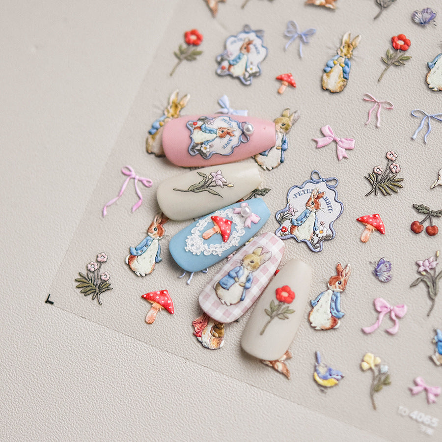 Bunny Nail Deco Stickers by LuLuFun Studio | Ultra-Thin Manicure Decals