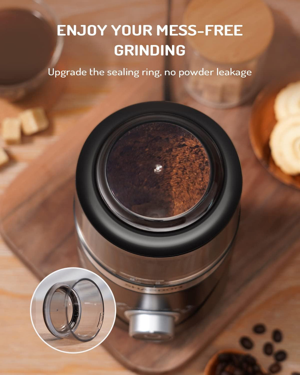 SHARDOR Electric Coffee Grinder - 2 Stainless Steel Cups & Timer
