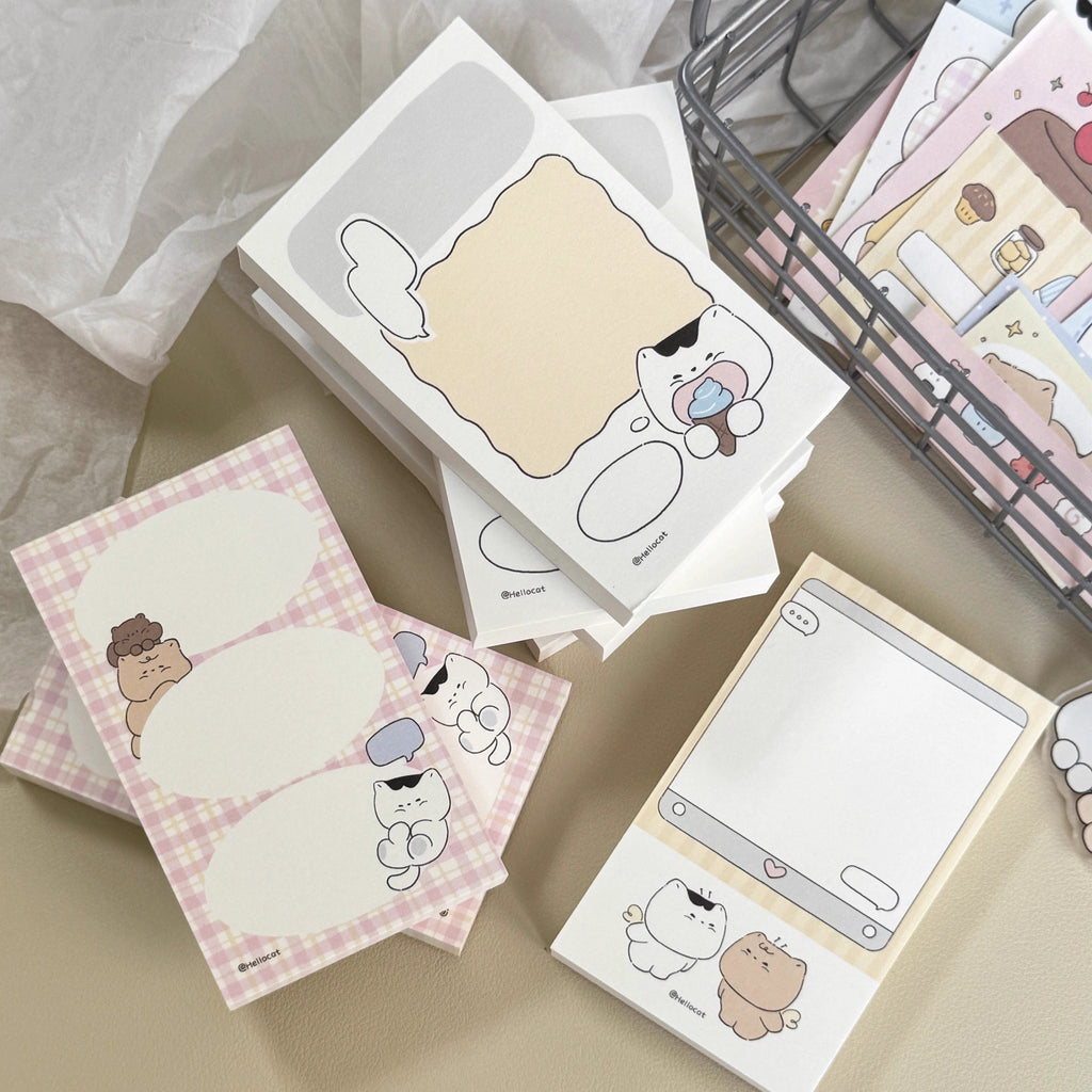 Cat Memo Note Pad by LuLuFun Studio – 50 Sheets Cute Kawaii Stationery