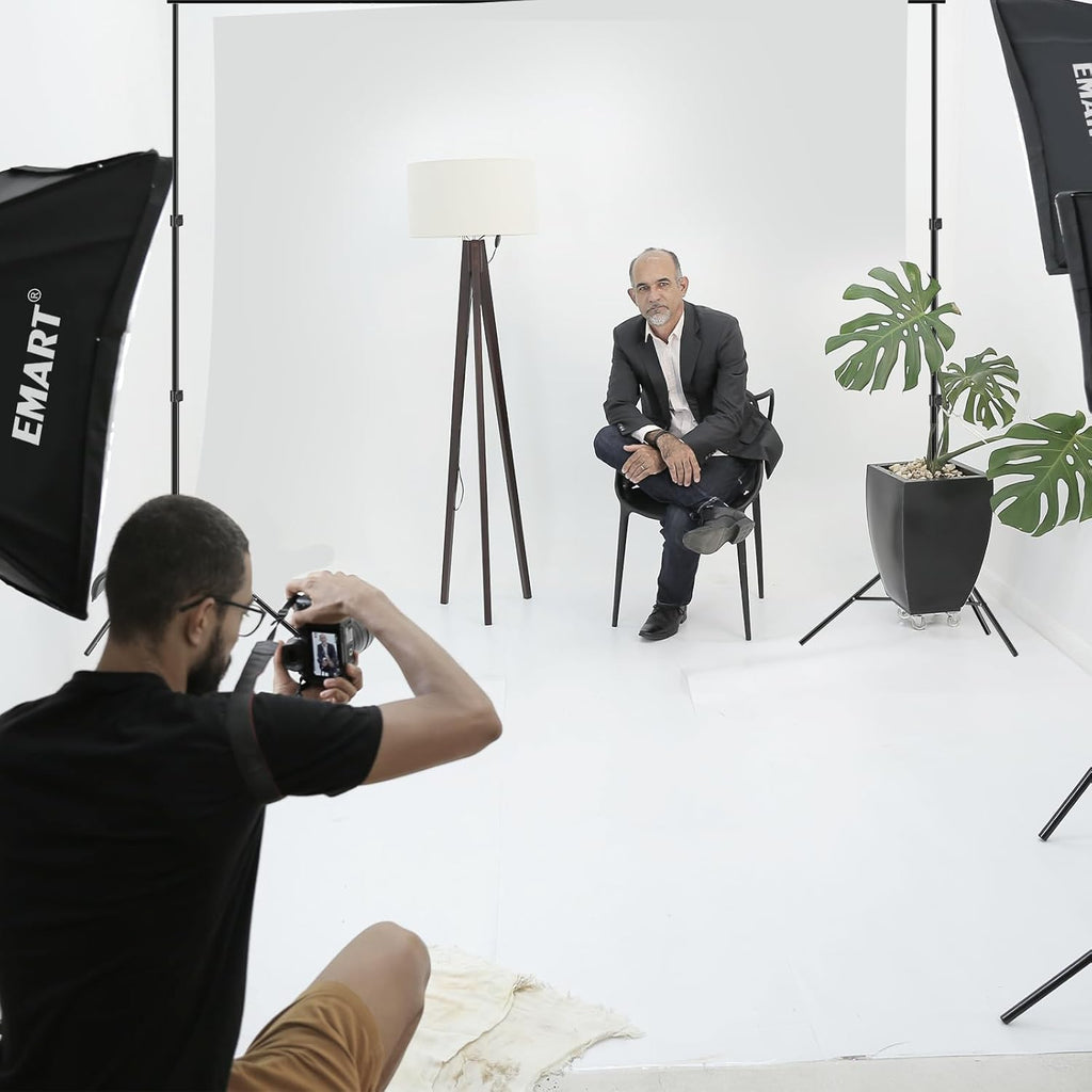 EMART 2x2m Backdrop Stand Kit with White Screen, Clamps & Bag