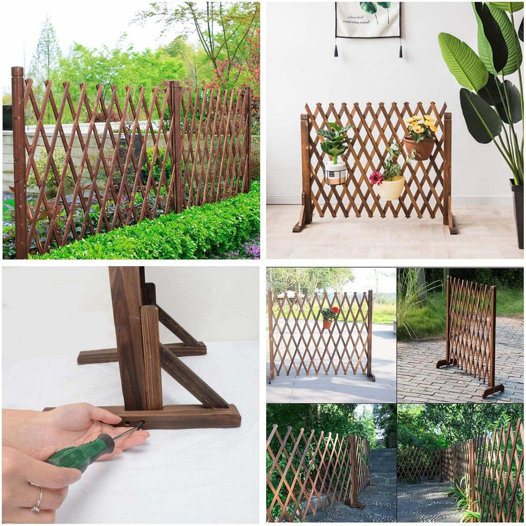 Nisorpa Expanding Wooden Trellis Garden Fence Panels, 2 Pack – 160cm