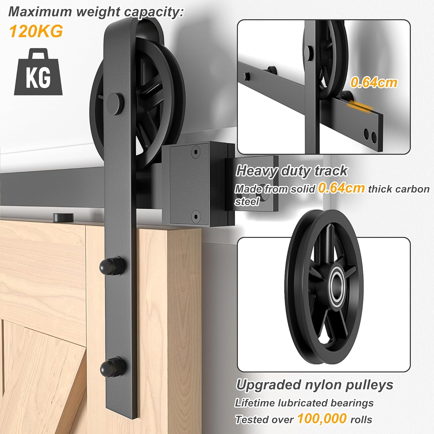 SANKEYTEW 4FT Sliding Barn Door Kit | Heavy Duty Carbon Steel Track