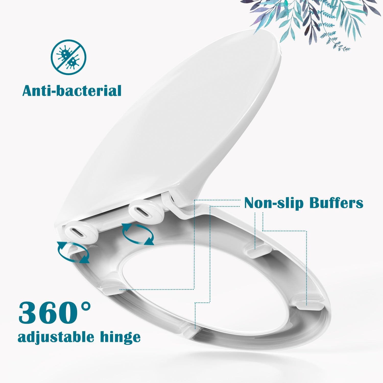 STOREMIC Soft Close Toilet Seat | White O-Shape Antibacterial Lid