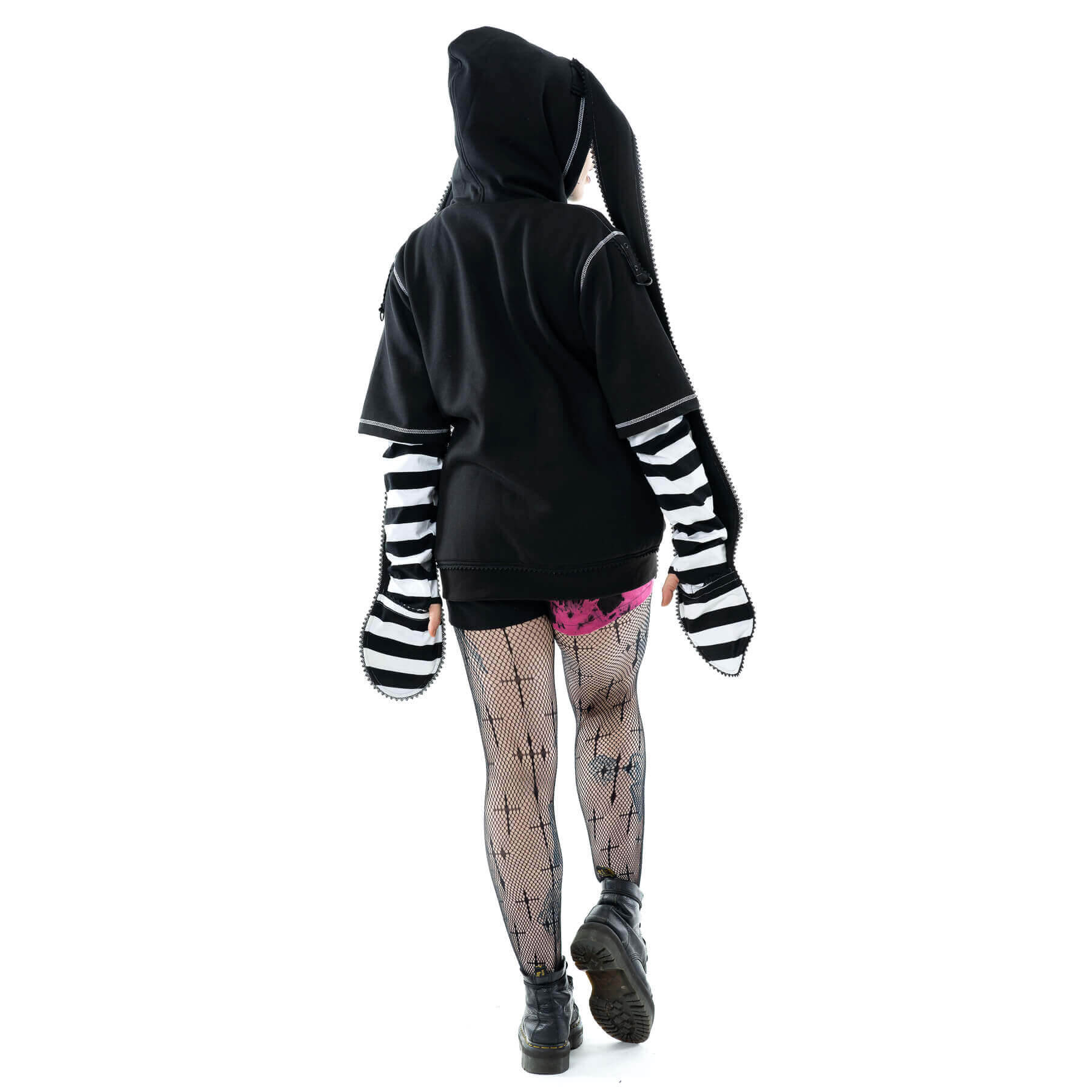 Cupcake Cult Hypno Bunny Hood – Black & White Cotton Blend Hooded Scarf