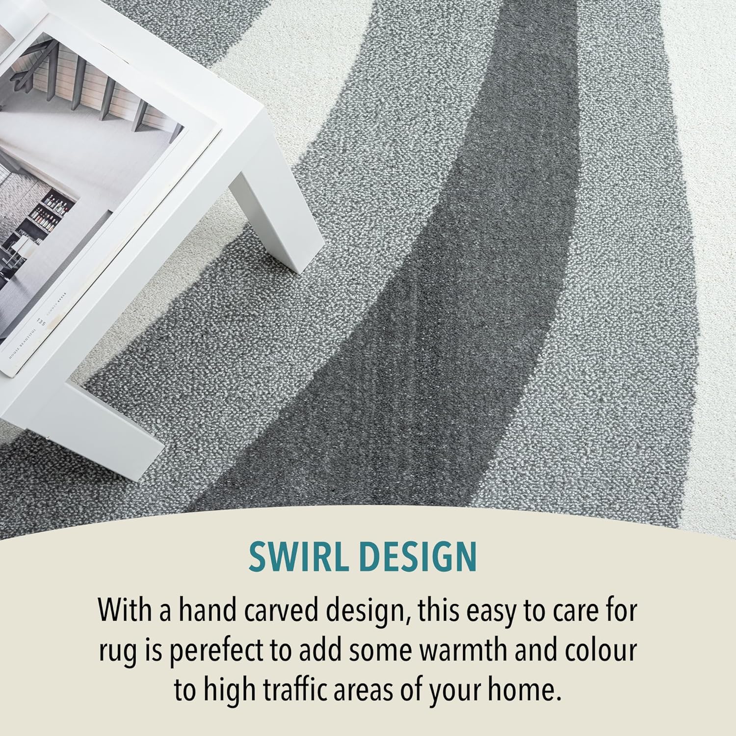 Massive Discounts Swirl Pattern Area Rug – 160x230cm Modern Short Pile