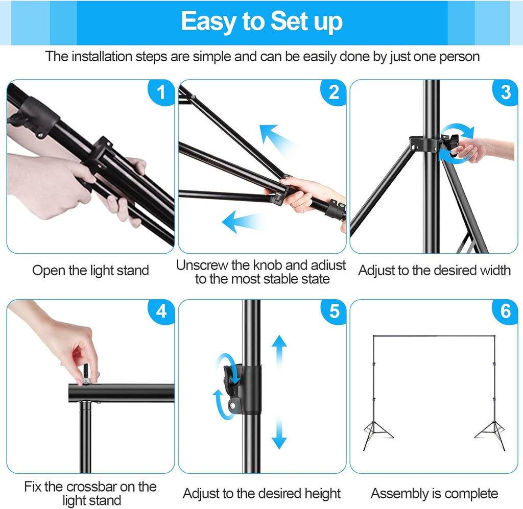 EMART Heavy Duty Backdrop Stand - 3x3m Adjustable Photography Frame Kit