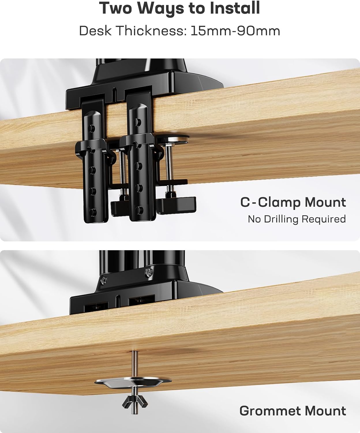 HUANUO Dual Monitor Arm – Gas Spring Desk Mount for 13–32" Screens