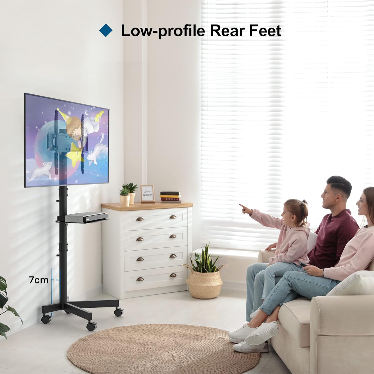 BONTEC Mobile TV Stand on Wheels | 23-60 Inch Height Adjustable Cart