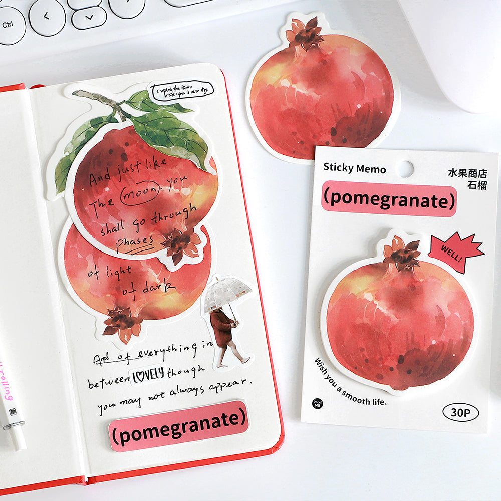 Fruit Shop Sticky Notes by LuLuFun Studio – Cute 30 Sheet Paper Pad