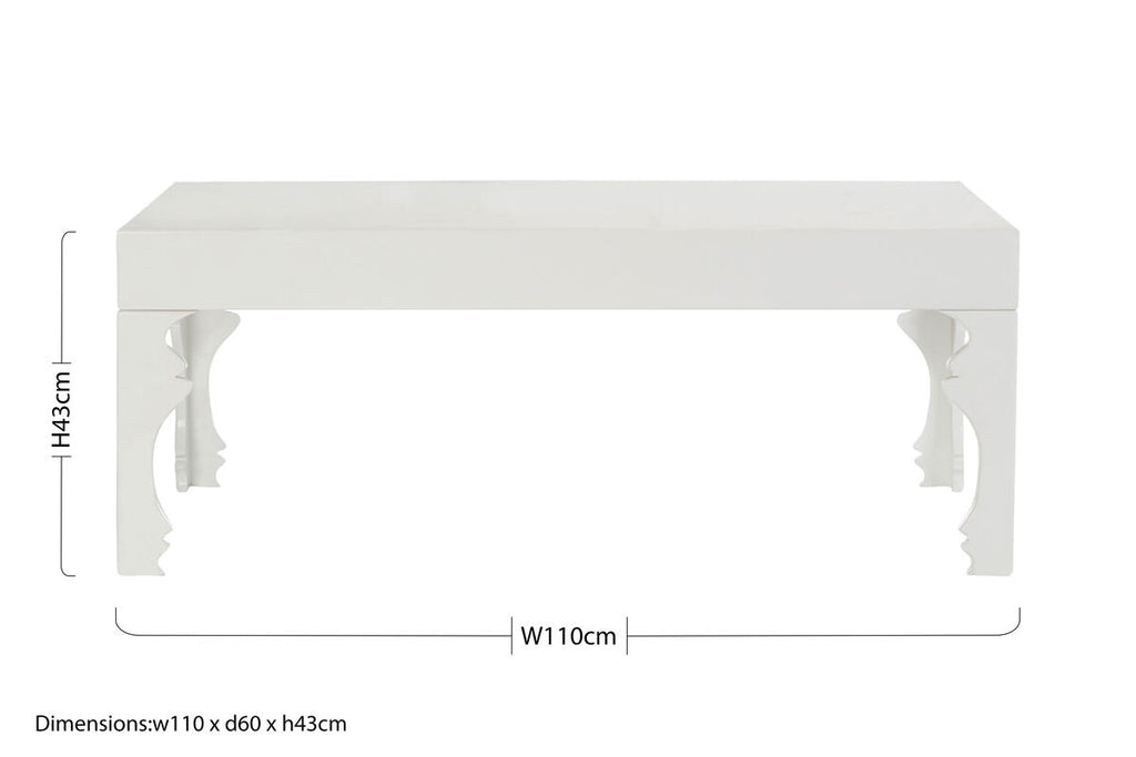 Orsina Luis White High Gloss Coffee Table – Modern Rectangular Wood