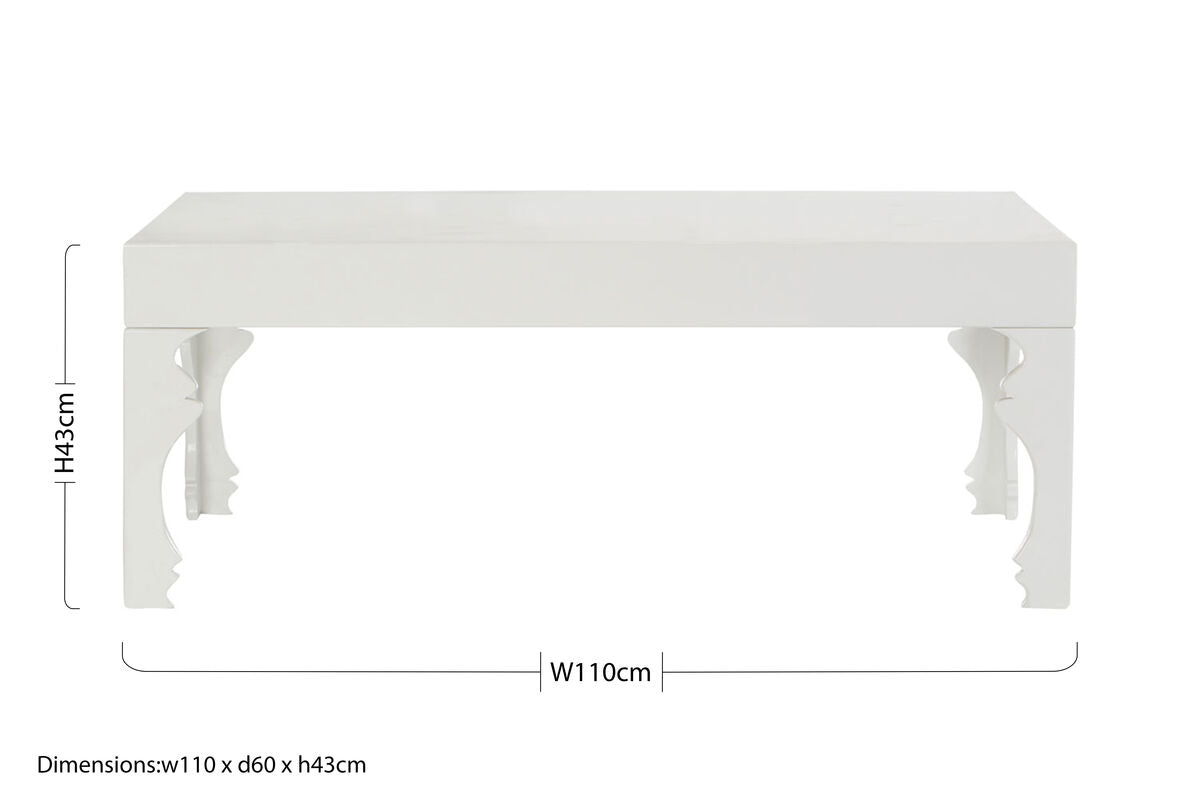 Orsina Luis White High Gloss Coffee Table – Modern Rectangular Wood