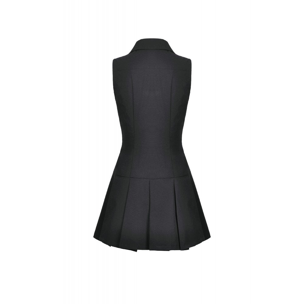 Dark in Love Valeria Gothic Corset Dress – Black Pleated Mini Dress