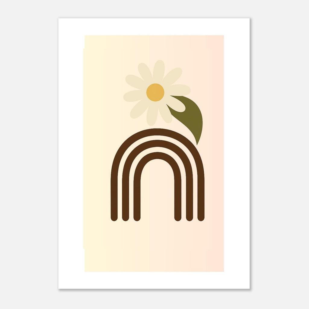 Minimalist Floral Print - Abstract Daisy Poster - Earthy Brown Boho Wall Art