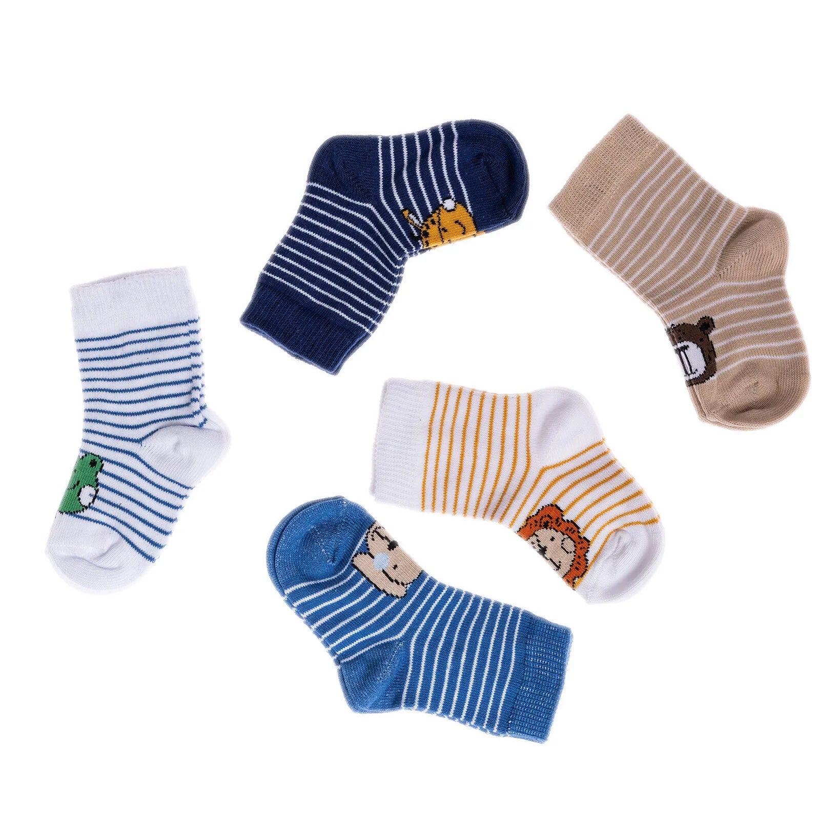 HelloBaby Ankle Socks 5 pcs - Blue Printed