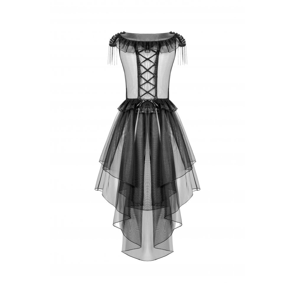 Dark in Love Seraphina Goth Dress – Tiered Mesh & Ruffle High-Low