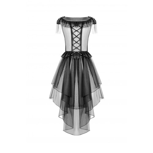 Dark in Love Seraphina Goth Dress – Tiered Mesh & Ruffle High-Low