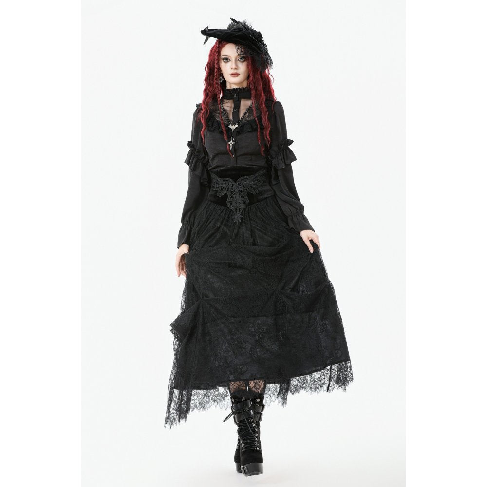 Dark in Love Bellatrix Frill Blouse – Black Victorian Gothic Top