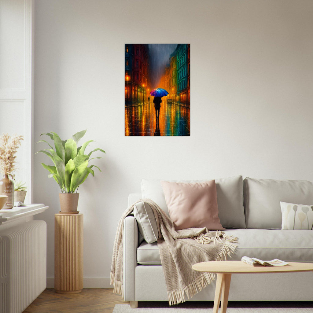 Reflections in the Rain Wall Art – Moody Urban Street Scene Poster