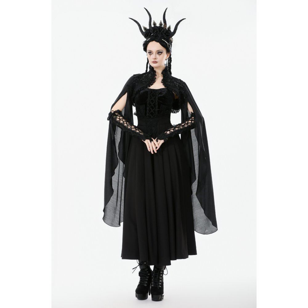 Dark in Love Erzsébet Gothic Lace Cape Shrug – Black Victorian Capelet