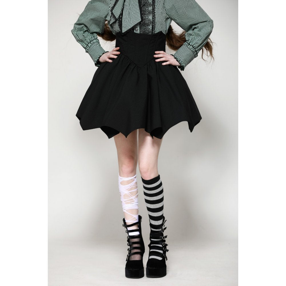 Dark in Love Keziah High Waisted Skirt – Bat Wing Hem Gothic Skirt