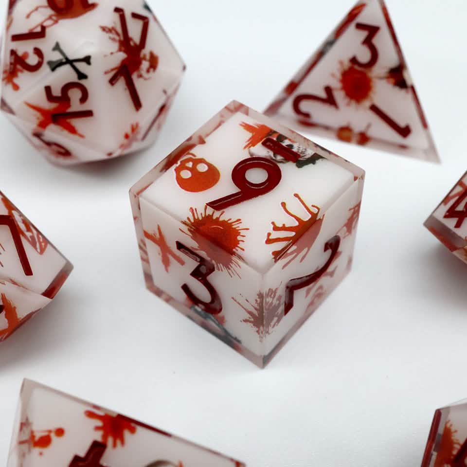 Touch of Death | Sharp Edge Dice | Resin | 7 Piece Set