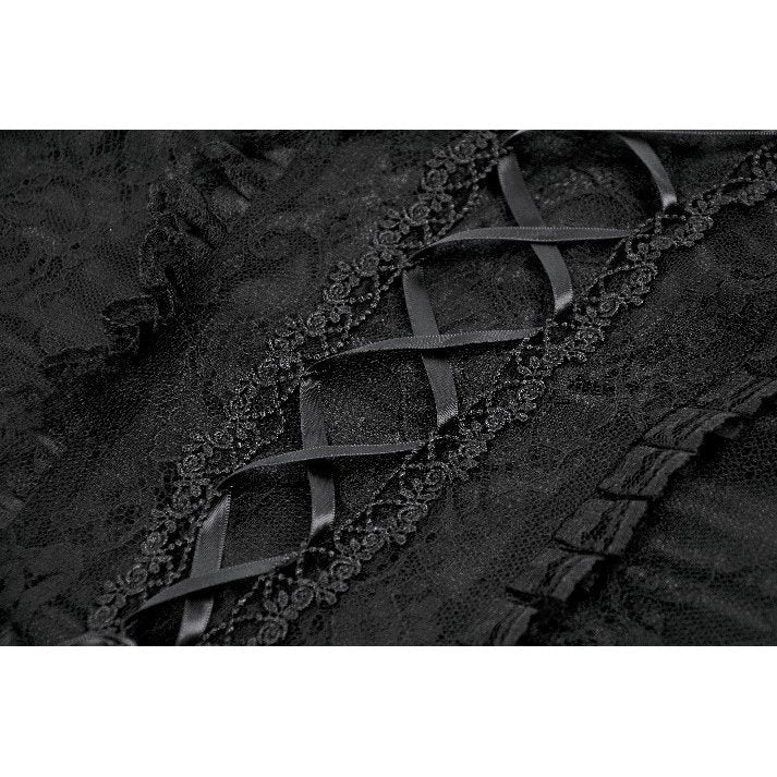 Dark in Love Black Lace Court Lace-Up Camisole | Gothic Corset Top