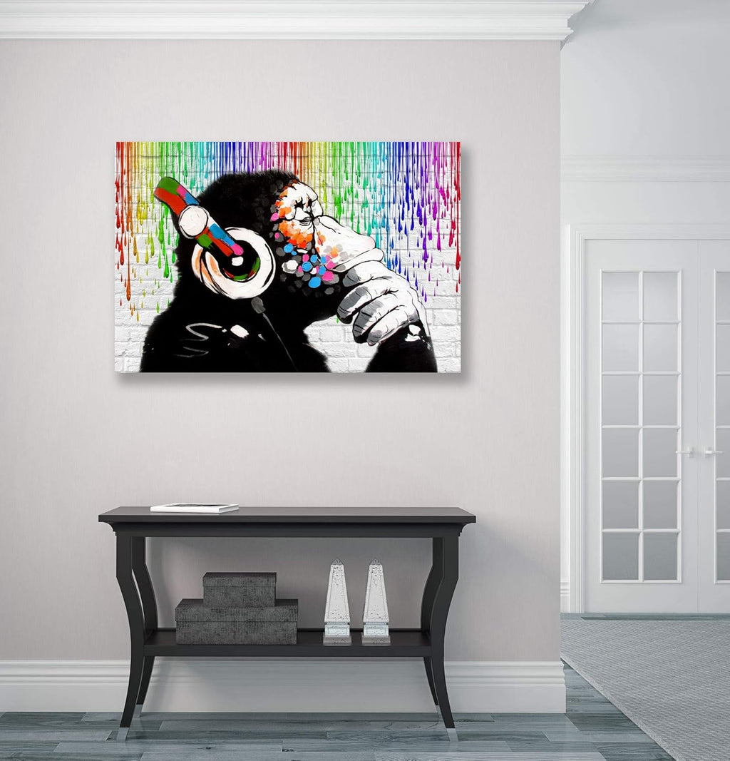 Massive Discounts Banksy Monkey Street Art Canvas Print - 24x16 Inch