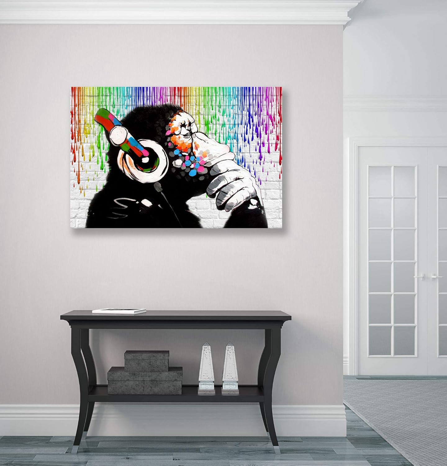 Massive Discounts Banksy Monkey Street Art Canvas Print - 24x16 Inch