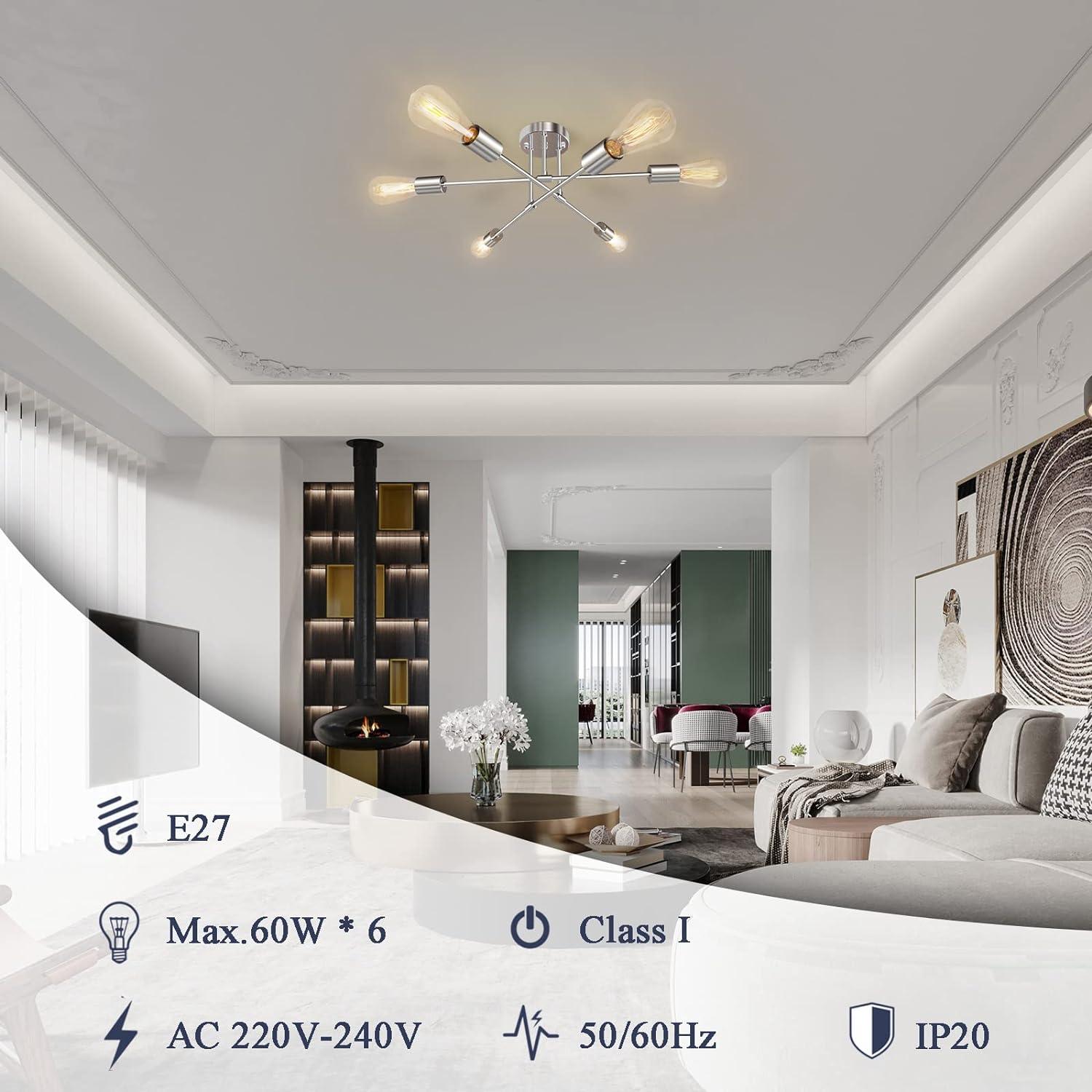 Massive Discounts Sputnik Ceiling Light – 6-Light Chrome Semi Flush