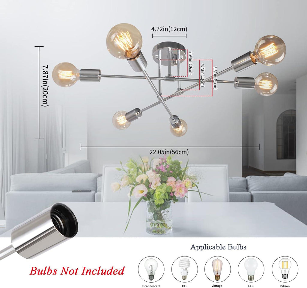 Massive Discounts Sputnik Ceiling Light – 6-Light Chrome Semi Flush