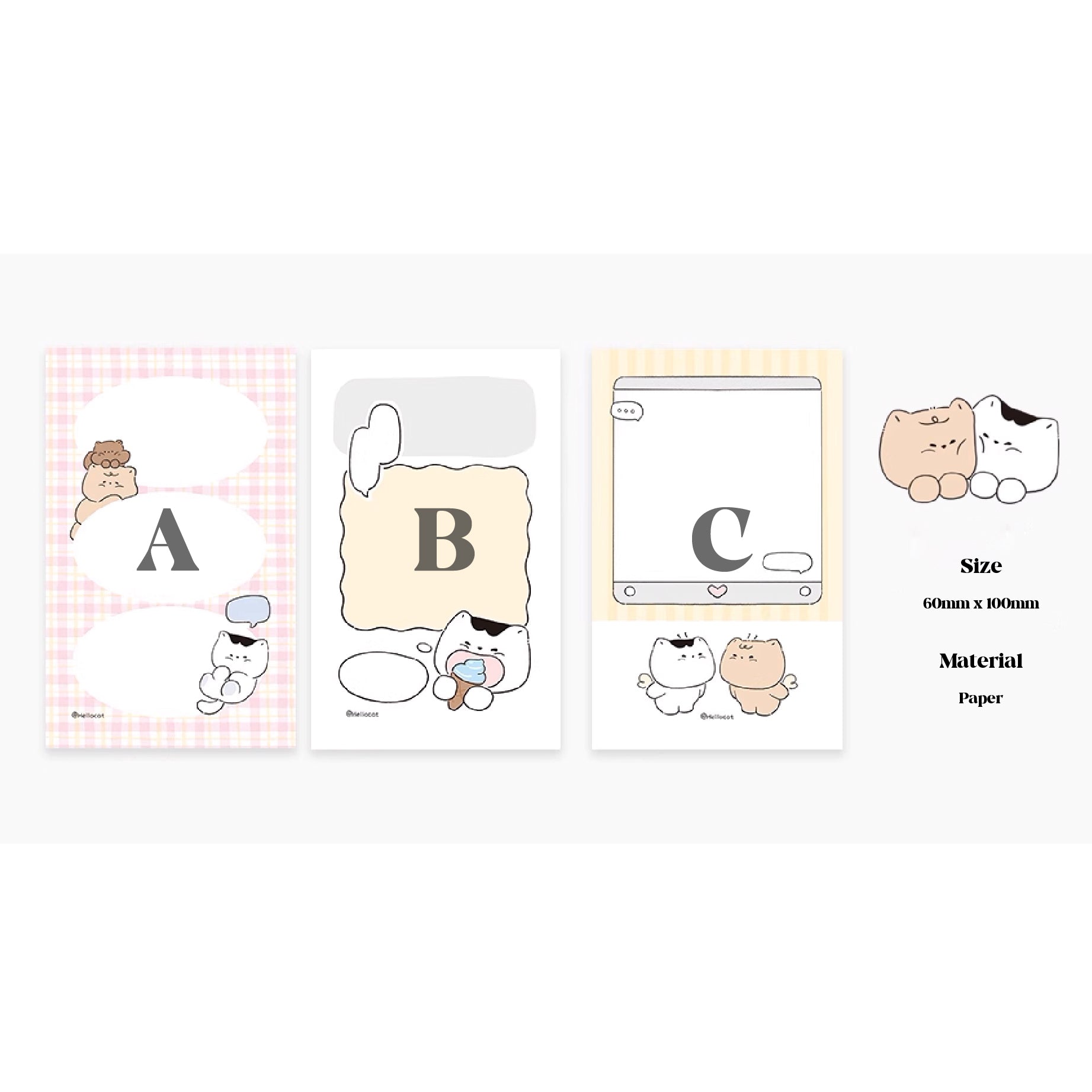 Cat Memo Note Pad by LuLuFun Studio – 50 Sheets Cute Kawaii Stationery