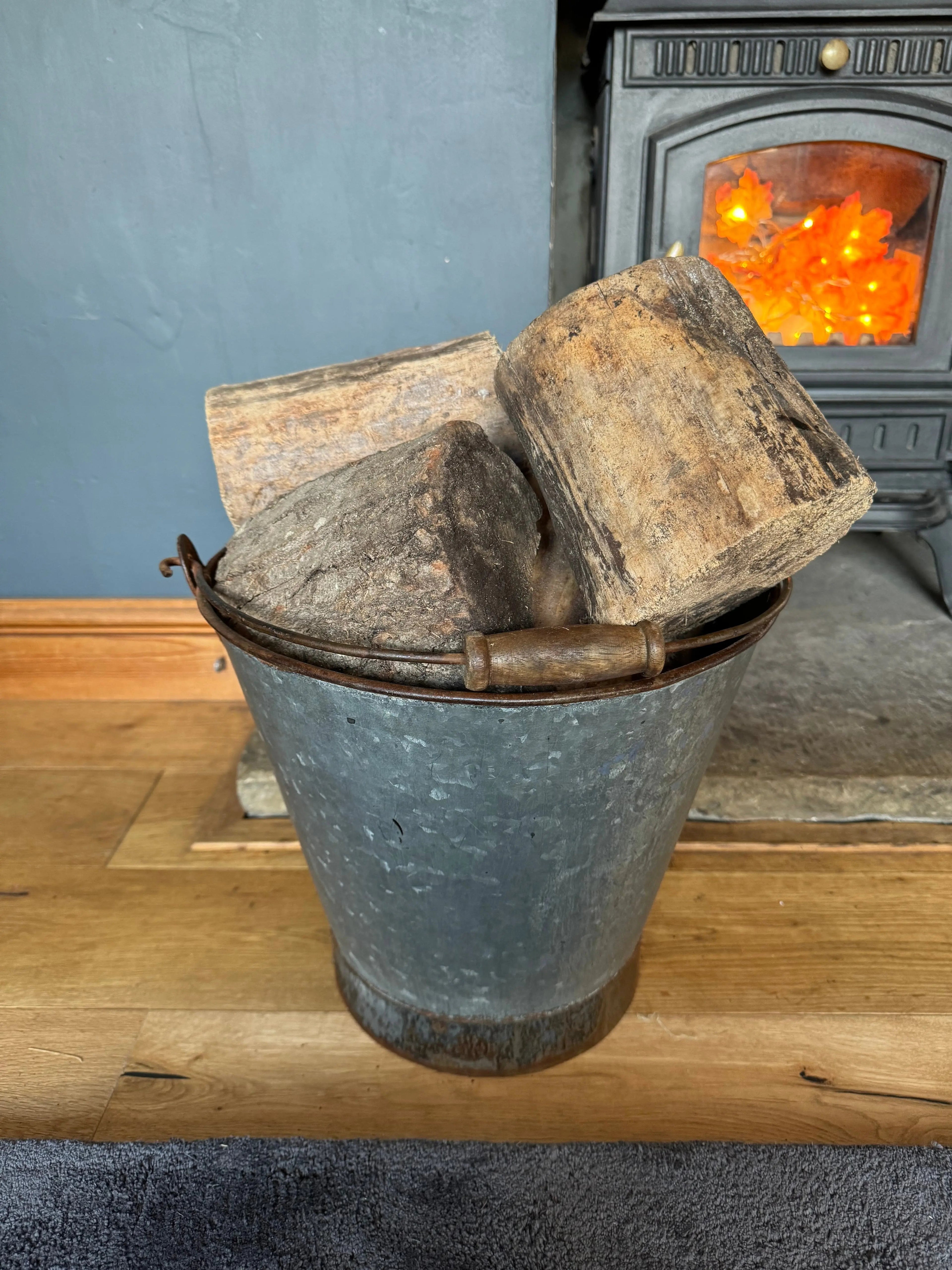 Galvanised Log Basket Carrier / Plant Pot /  Christmas Tree Planter Patio Pail B