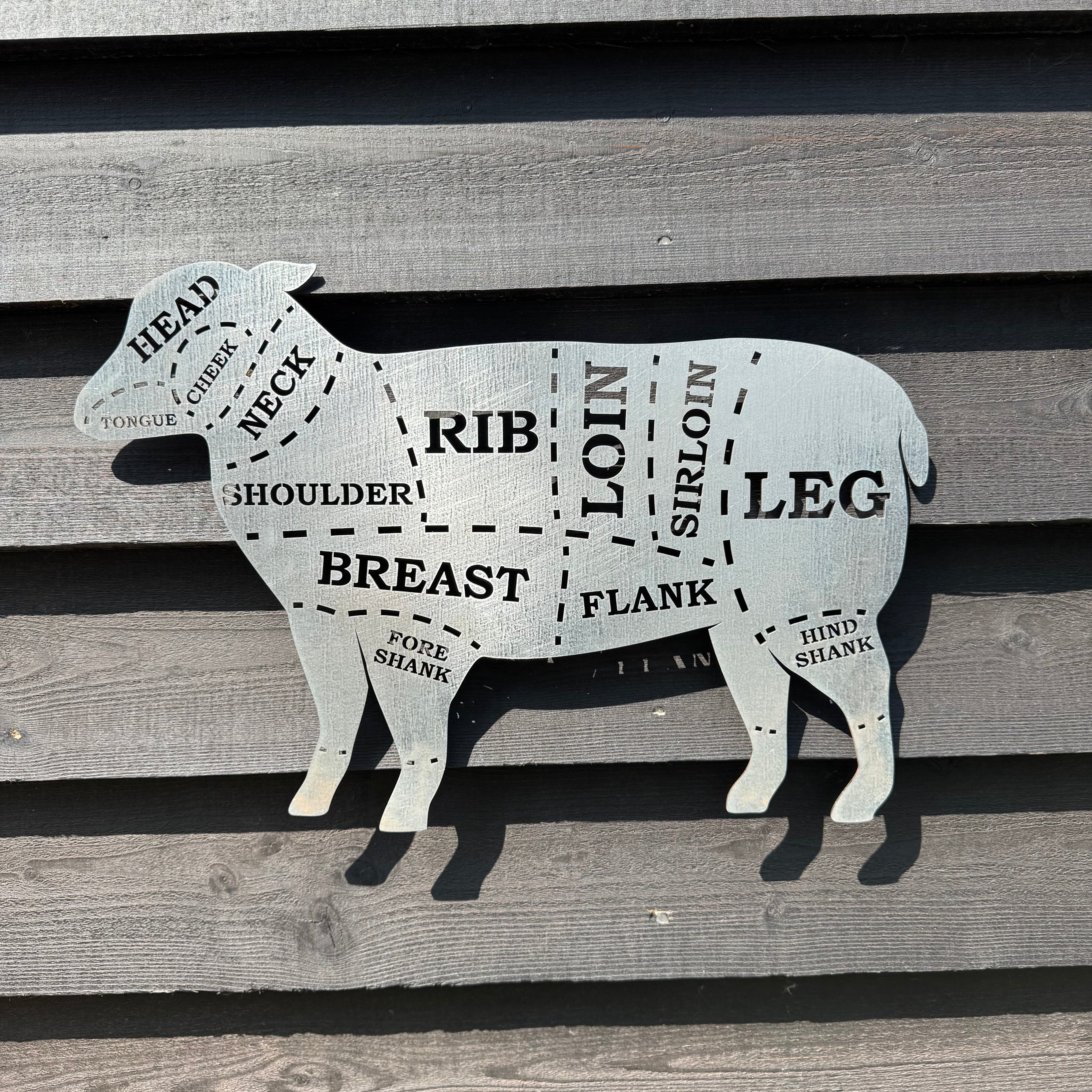 Rustic Warehouse Norfolk Lamb Metal Wall Art – Galvanized Steel Garden Decor