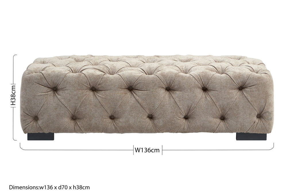 Orsina Fenton Natural Fabric Tufted Rectangular Footstool | Ottoman
