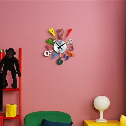 Orsina Franci Multi Colour Funky Numbers Wall Clock – Modern Decor