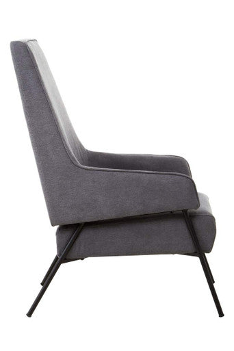 Orsina Henia Ash Grey Velvet Accent Chair | High Back Armchair