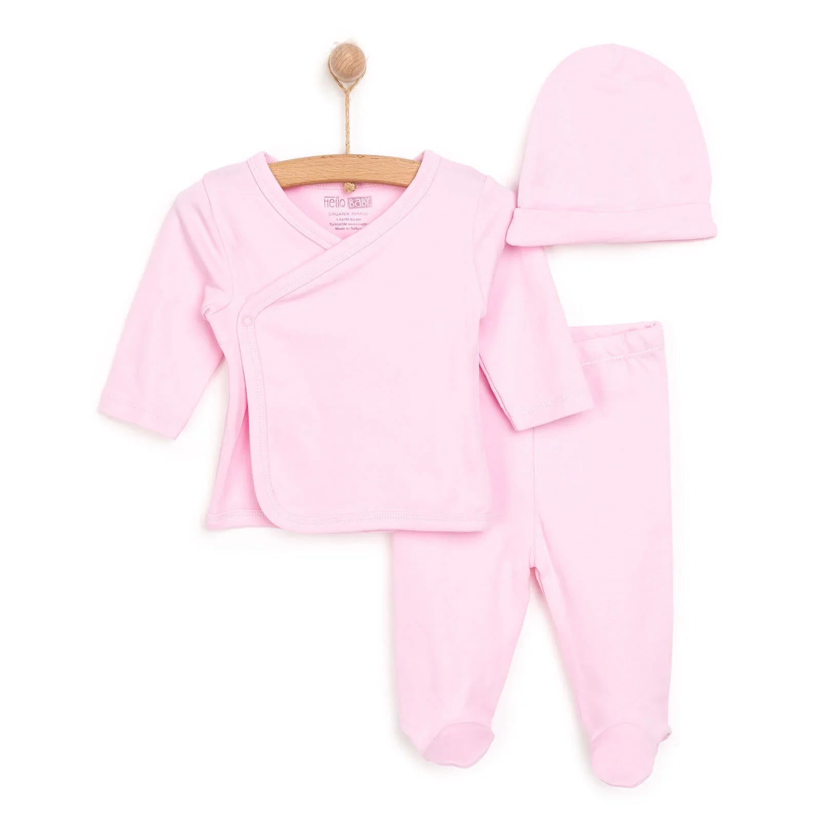 HelloBaby Newborn Organic Wrapover Top-Hat - Pink