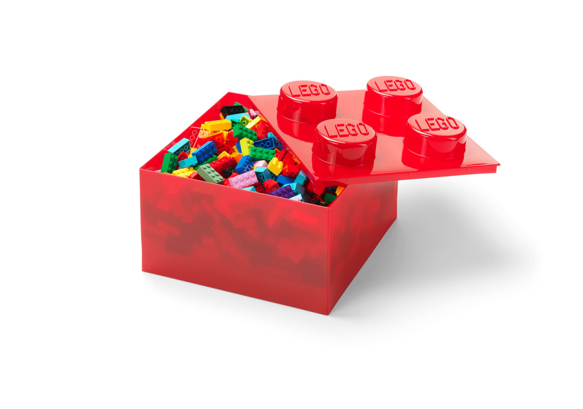 Room Copenhagen LEGO Storage Brick 4 Knobs Translucent Red - Stackable Plastic Storage Box with Lid for Kids and Adults Desk Organizer and Toy Box - image 3