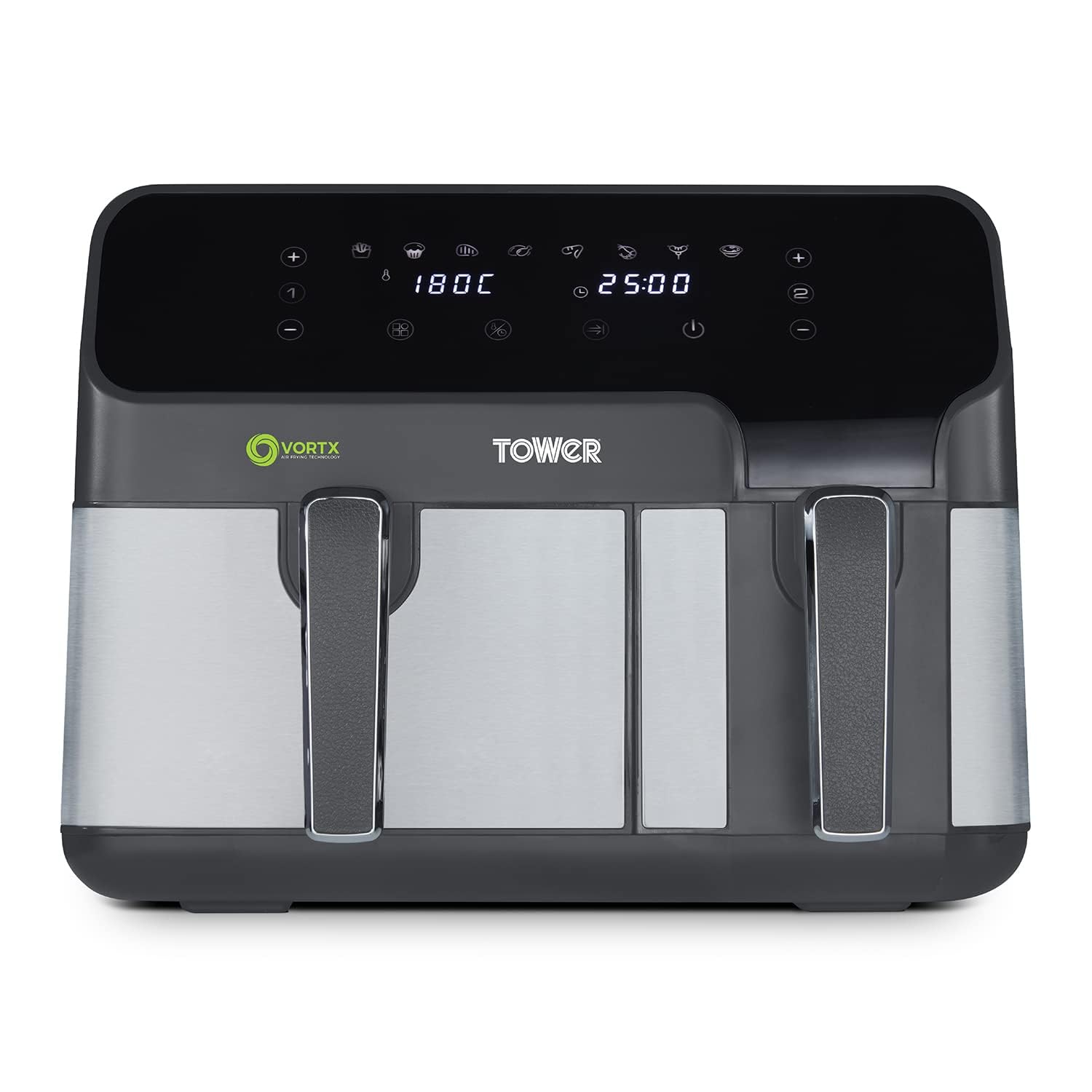 Tower T17099 Vortx Dual Basket Air Fryer | 8.5L Capacity | 1700W Black