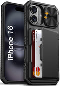 Vihibii iPhone 16 Wallet Case | RFID Card Holder & Slide Camera Cover