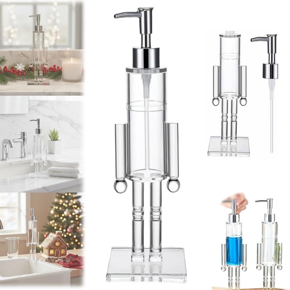 Nutcracker Soap Dispenser | Clear Acrylic Christmas Bottle