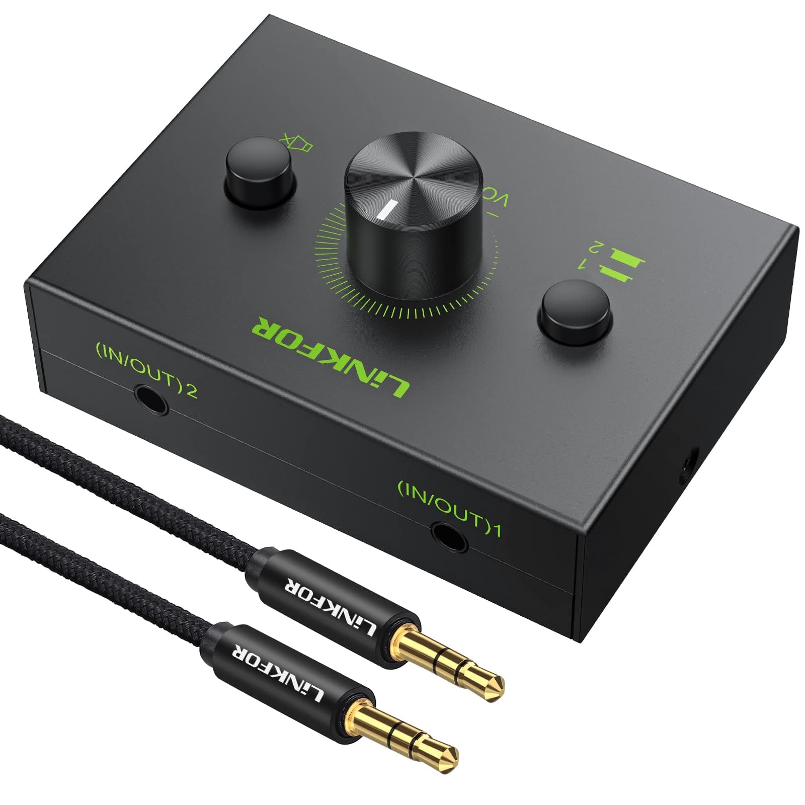 LiNKFOR 3.5mm Bi-Directional Audio Switcher with Volume Control