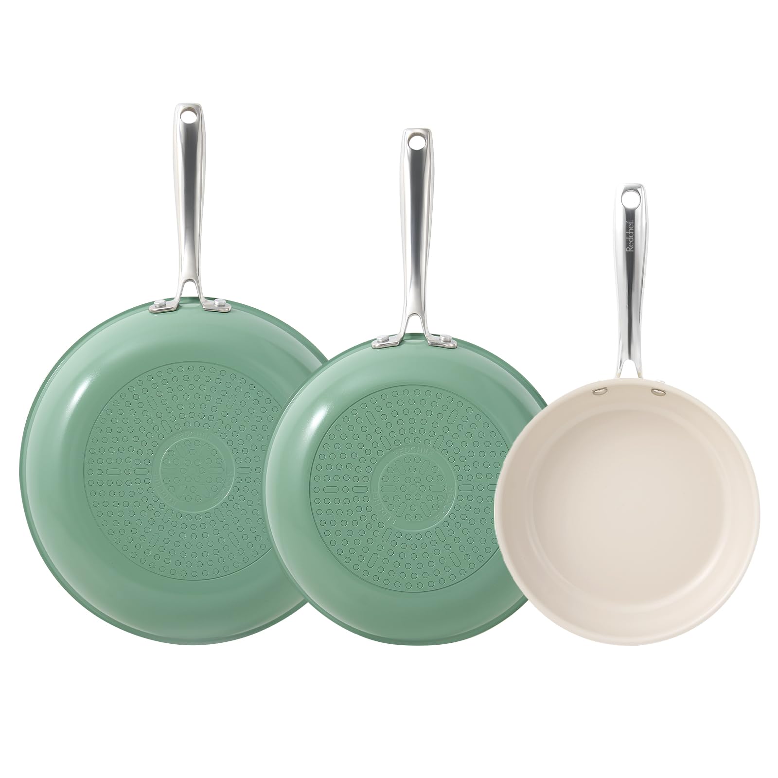 Redchef Ceramic Nonstick Frying Pan Set | 3-Piece Skillet Set, Oven Safe