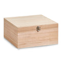 Zeller Paulownia Wood Storage Box with Metal Closure, Brown – 26x26x12.5cm